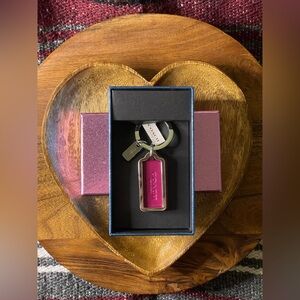 COACH Boxed Maroon Leather Hangtag & Silver Tone Hardware Bag Charm